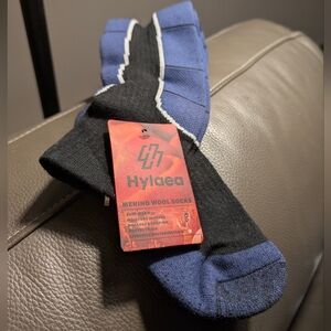 Hylaea Merino Wool Socks Blue and Black Size XL NWT Super Warm ⛷️🏂🏻